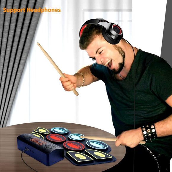 Electronic Drum Set with Light Up Drumsticks and Stand - Picture 7 of 7
